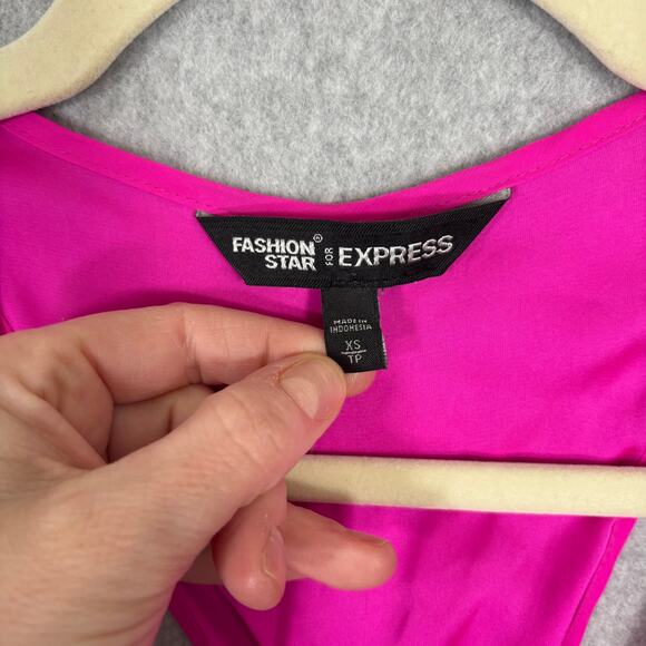 Express Tank Top XS Pink Satin Tie Back Blouse Silky Flowy Vacation Career Twee* - Picture 4 of 9